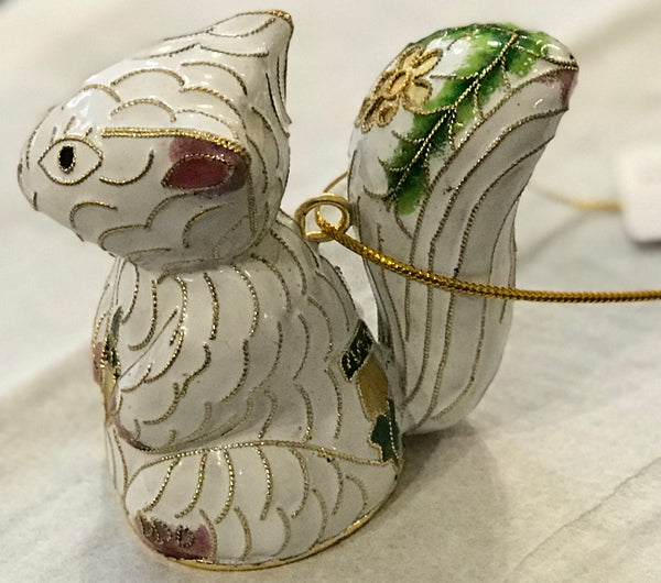 Ornament - White Squirrel Custom Cloisonne - Handcrafted metal