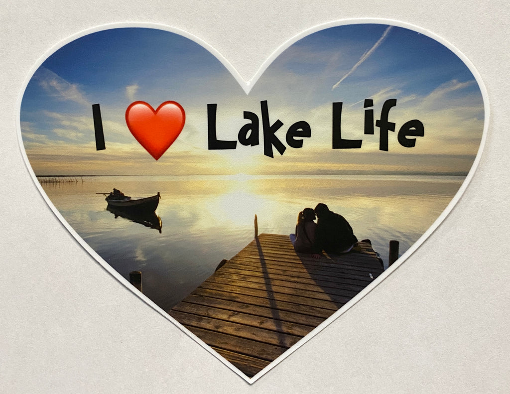 Decal - Heart Shape - I Love Lake Life - Waterproof Vinyl