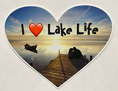 Decal/Sticker - I Love Lake Life - Heart Shape - Small - Waterproof