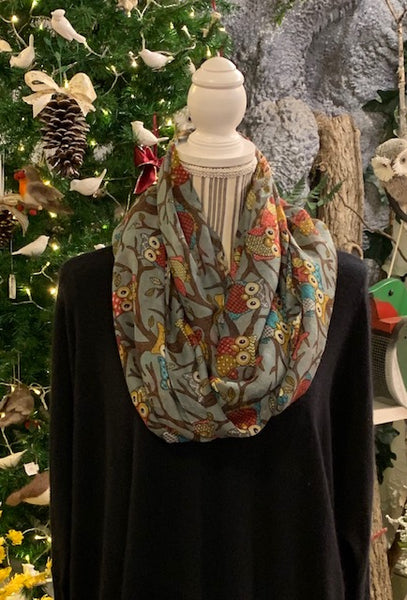 Clothing Accessory - Viscose Infinity Scarf with Owl Design