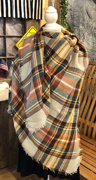 Clothing Accessory -Blanket Scarf - Oversized - Multi Color Plaids