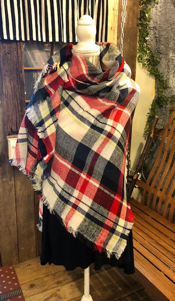 Clothing Accessory -Blanket Scarf - Oversized - Multi Color Plaids