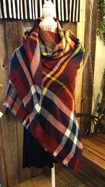 Clothing Accessory -Blanket Scarf - Oversized - Multi Color Plaids