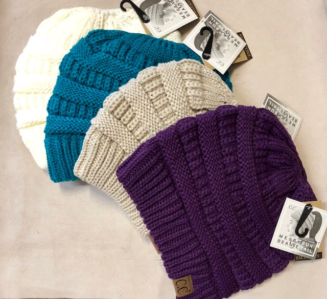 Beanie by "CC" - Ponytail/Messy Bun