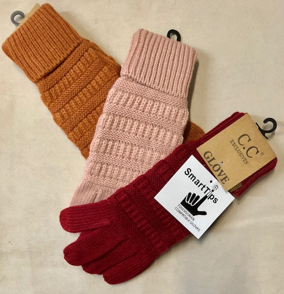 Clothing Accessories - Cable Knit Texting Gloves to Match "CC" Beanies