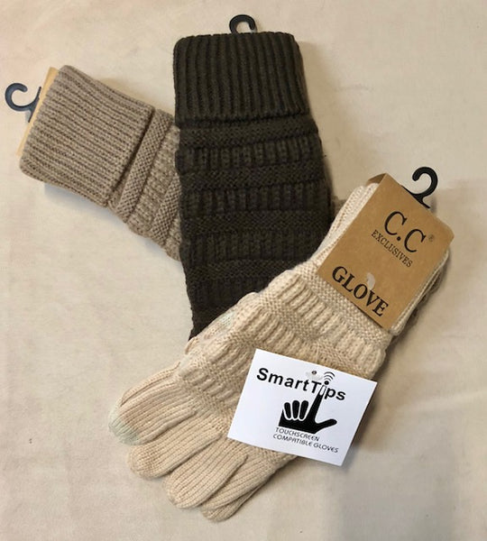 Clothing Accessories - Cable Knit Texting Gloves to Match "CC" Beanies