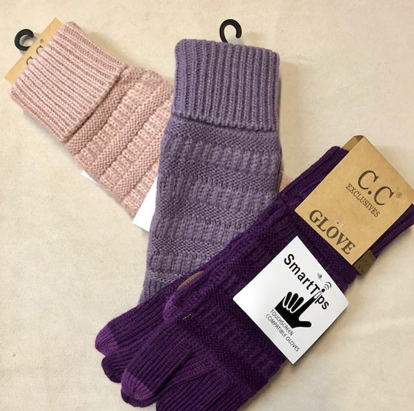 Clothing Accessories - Cable Knit Texting Gloves to Match "CC" Beanies