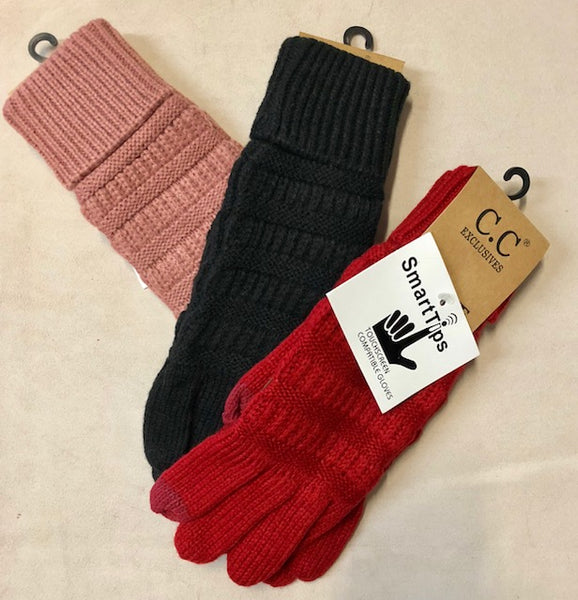 Clothing Accessories - Cable Knit Texting Gloves to Match "CC" Beanies