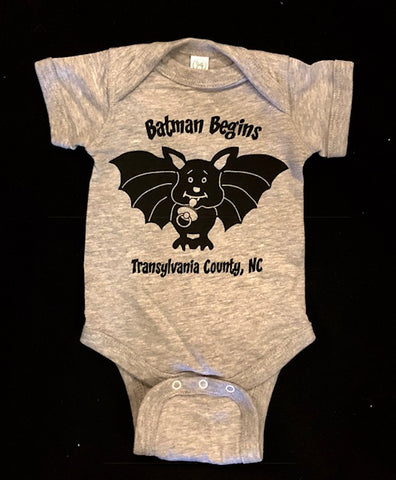 t-shirt - Onesies for Babies - "Batman Begins" in Heathered Gray, Short Sleeve