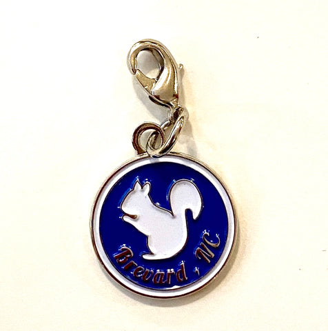 Jewelry - Charm - Metal White Squirrel with Blue Background & Brevard, NC