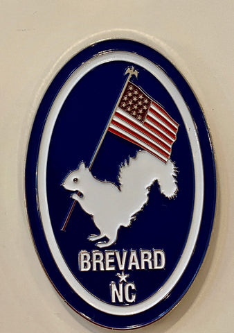 Magnet - Metal - Patriotic White Squirrel with American Flag Oval