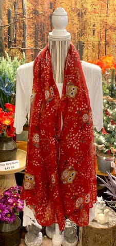 Clothing Accessory - Viscose Long Scarves with Owl Designs