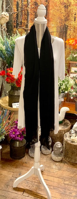 Black chiffon scarf styled as wrap - breathable summer accessory