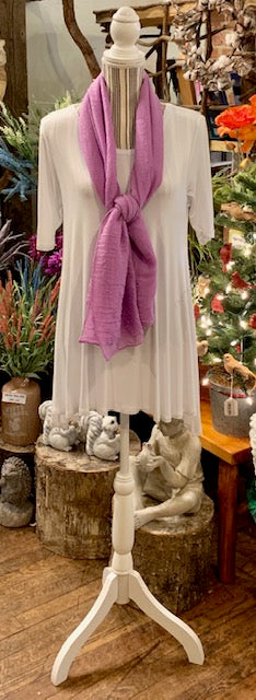 Soft gauze long scarf in solid color - lightweight summer wrap 66 x 30 inches in lavender