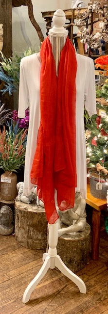 Red gauze long scarf - colorful lightweight summer shawl