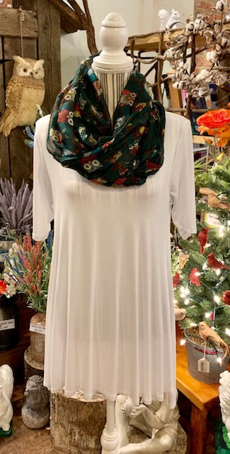 Scarf - Viscose Infinity Scarf with Owl Design