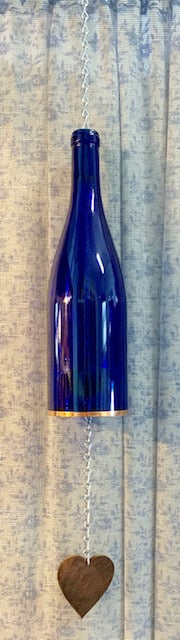 Home Decor - Cobalt Blue Glass Bottle Wind Chime