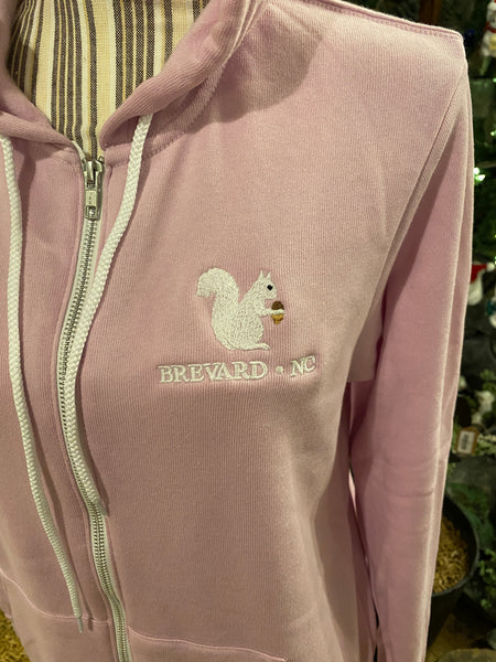 Hoodie - Hoodie - Lilac Pink with light fleece lining....Embroidered White Squirrel Logo