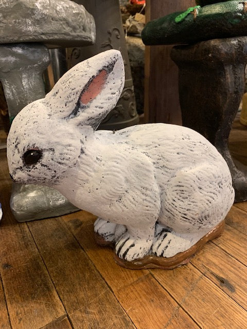 Concrete Garden Statuary - White Concrete Bunny Rabbit - "Hoppy"