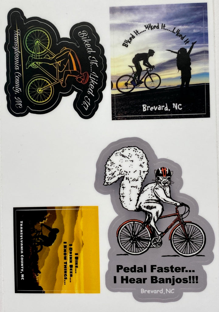 Decal Sheets - Waterproof Vinyl Decals with 4 on a Sheet - Biking Designs