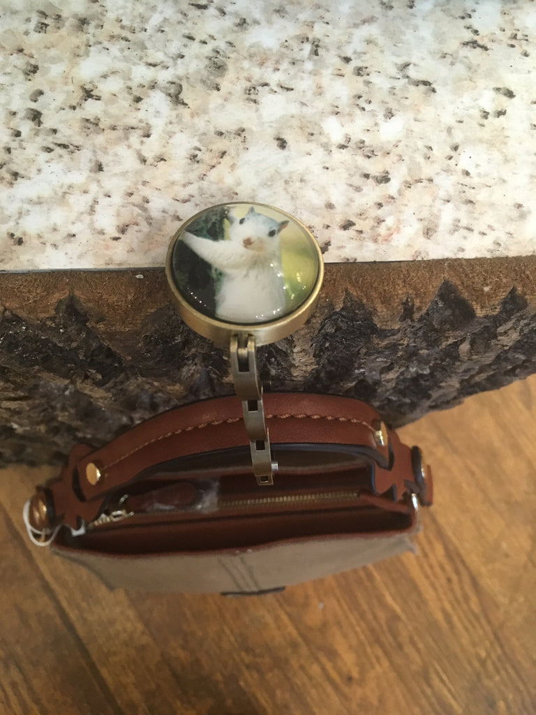 Brass - Purse Hanger with White Squirrel Photo