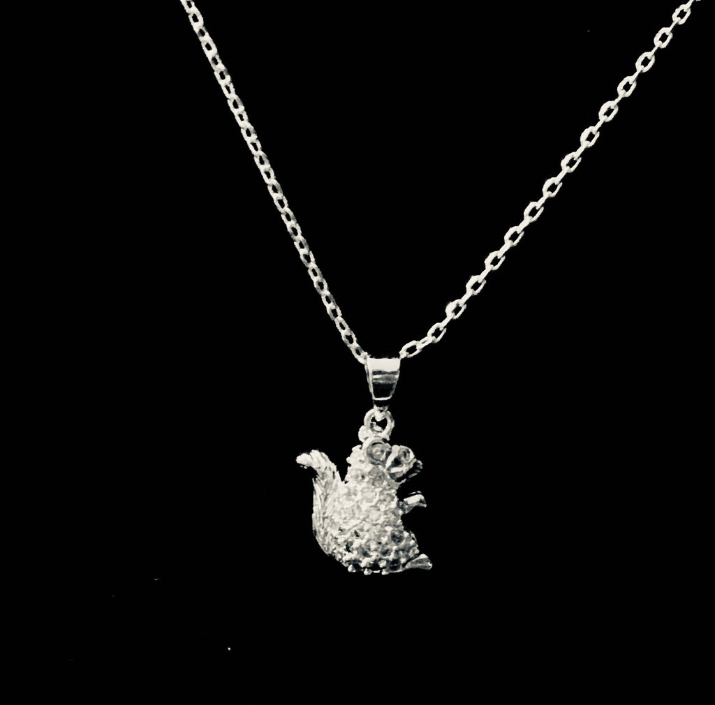 Jewelry - Silver Rhinestone Squirrel Pendant on a Silver Chain