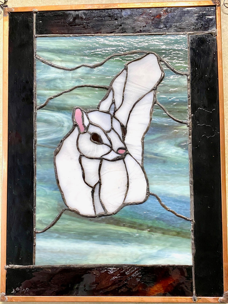 Stained Glass - White Squirrel Design by Fairview Glass Artist, Lynda Donaldson