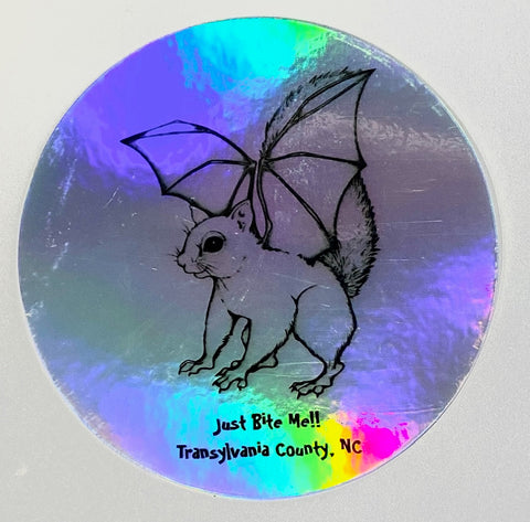 Decal - 3" Round Holograph Vinyl Waterproof White Squirrel  Decal - White Squirrel Bat