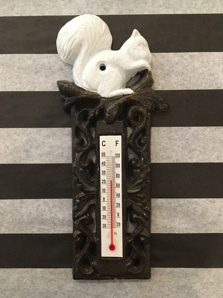 Cast Iron - Thermometer with White Squirrel
