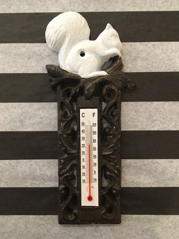 Cast Iron - Thermometer with White Squirrel