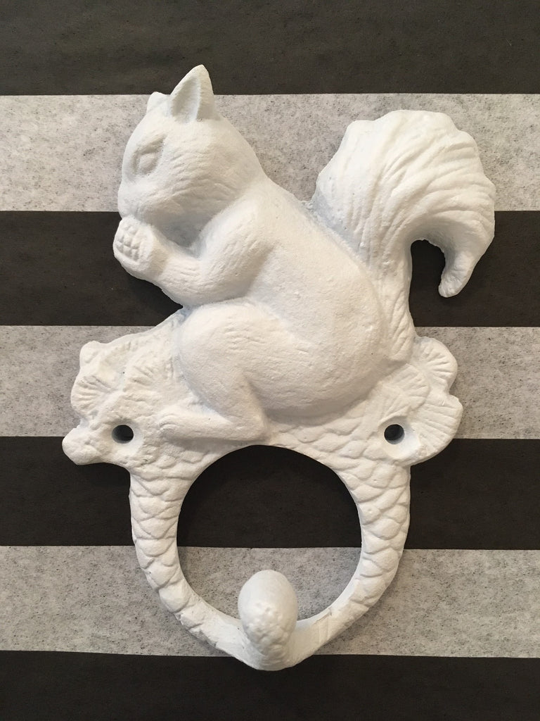 Cast Iron- White Squirrel Wall Hook #