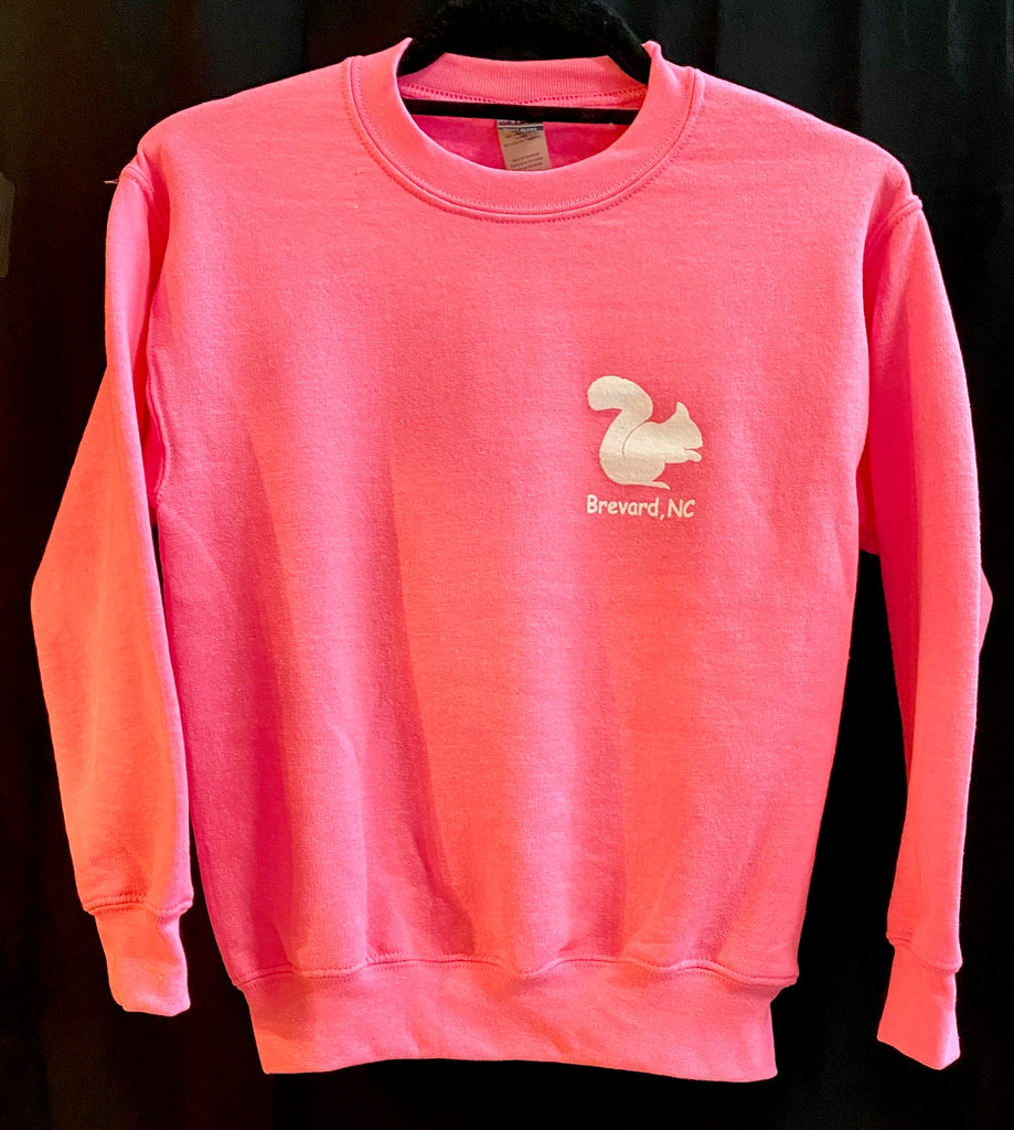 Sweatshirt - For Youth - White Squirrel Gildan Heavy Blend in Bright Pink