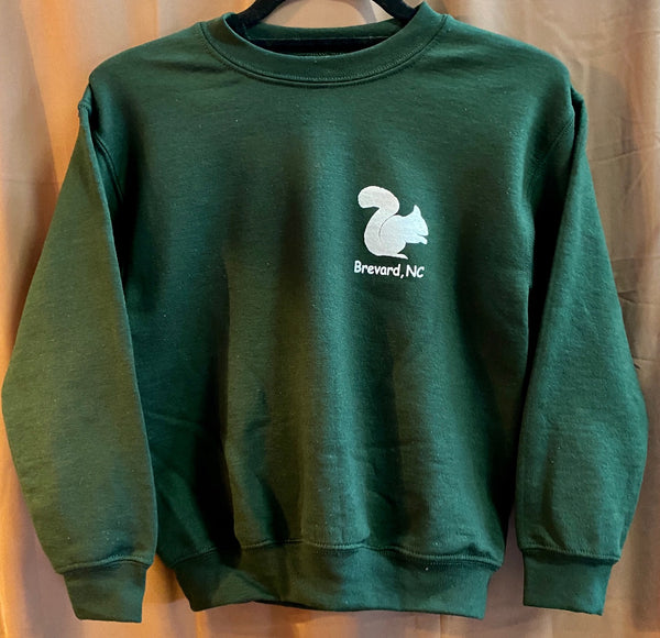 Sweatshirt - For Youth - White Squirrel Gildan Heavy Blend in Forest Green