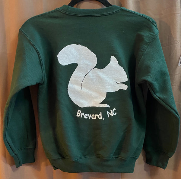 Sweatshirt - For Youth - White Squirrel Gildan Heavy Blend in Forest Green