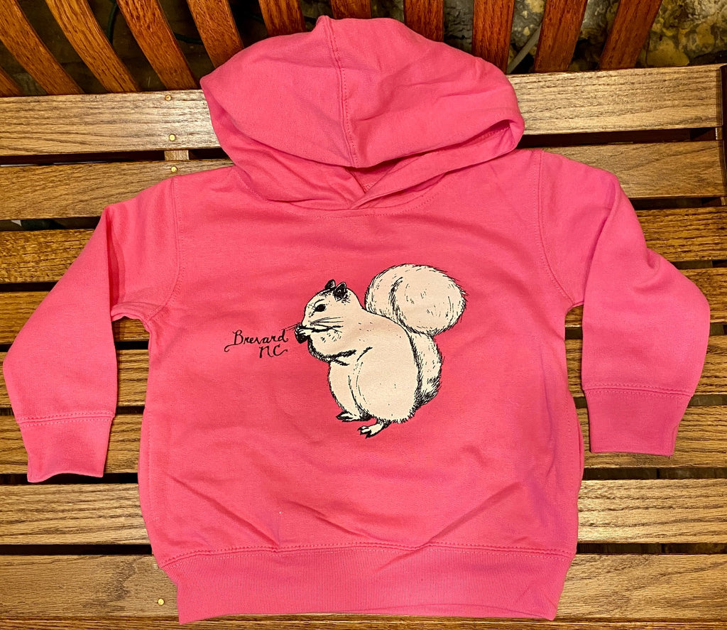 Hoodie - For Toddlers - White Squirrel Hoodie for Toddlers in Raspberry Pink