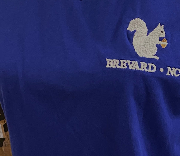 T-Shirt - For Adult Ladies - Super Soft Short Sleeve V-Neck 100% Cotton Tee with Embroidered White Squirrel Logo