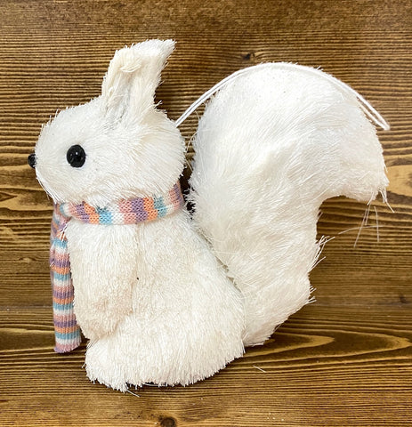 Ornament - Sisal - White Squirrel with Scarf