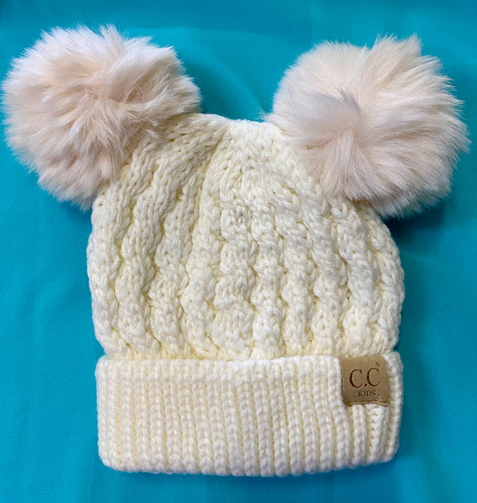 Beanie by "CC" with Double Pom Pom for Youth