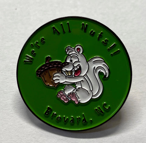 Hat Pin - White Squirrel "We're All Nuts!"