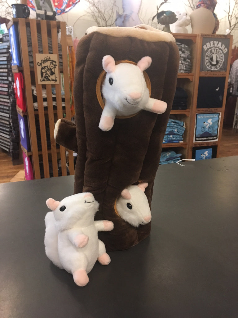 Dog toy squirrel clearance log