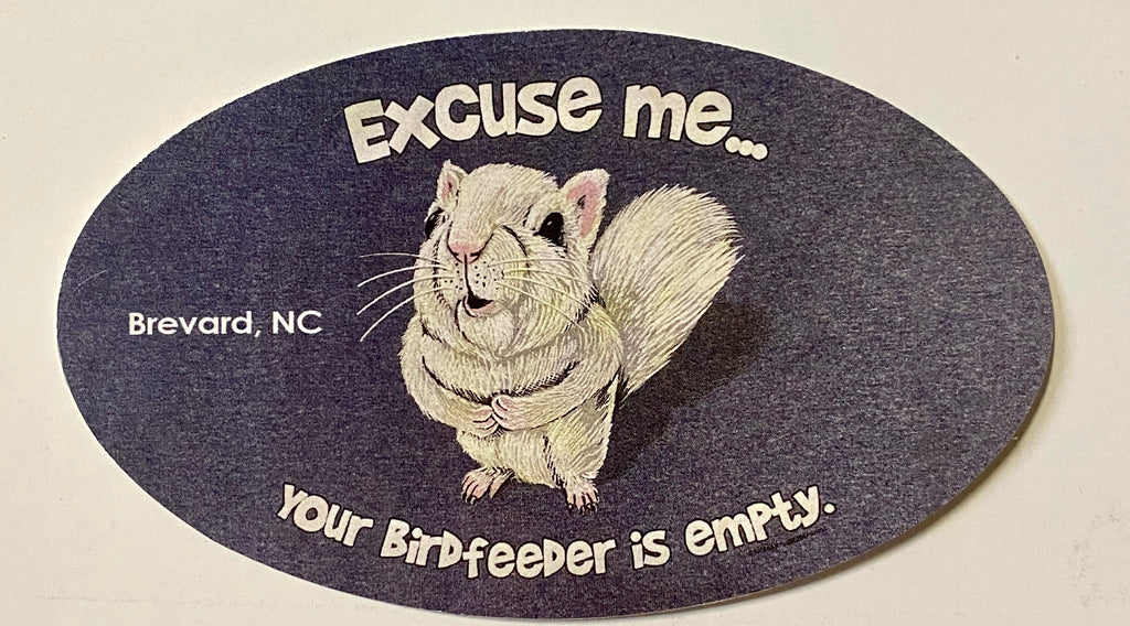 White Squirrel Decal/Sticker - Vinyl - "Excuse Me, Your Birdfeeder is Empty"