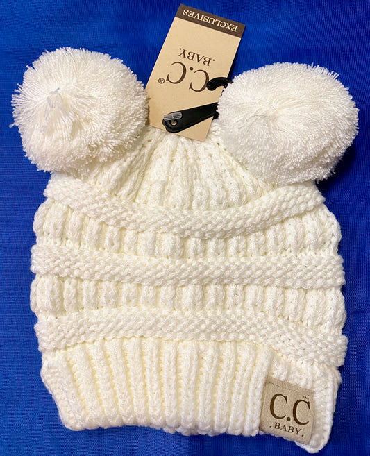 Beanie by "CC" with Double Pom Pom for Babies