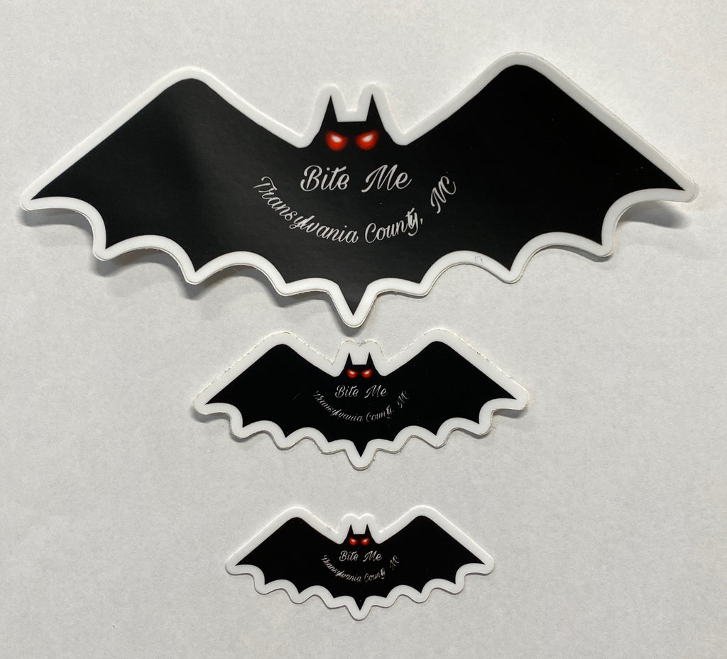 Decal/Sticker - Black Bat with "Bite Me, Transylvania County, NC"