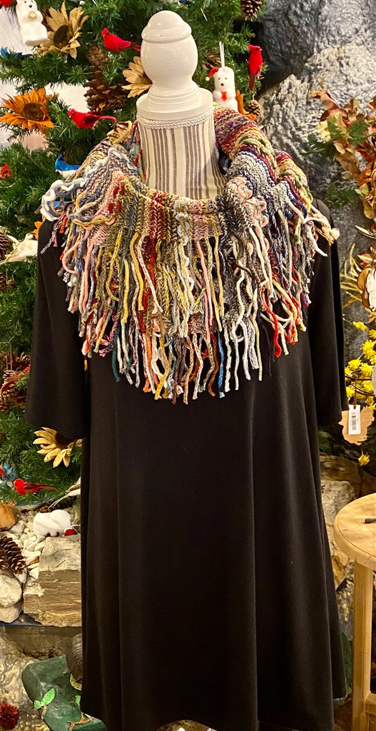 Clothing Accessory - Multi-Colored Infinity Scarf with Fringe