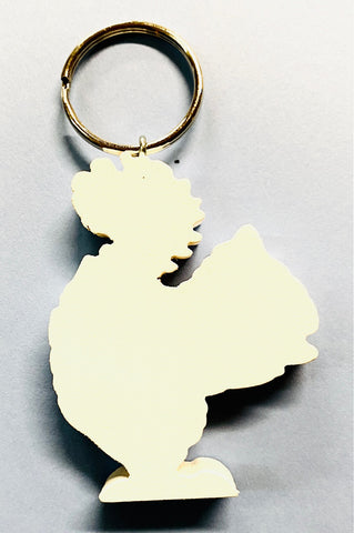 Key Chain/Clip - White Squirrel Hand-Carved Wooden Key Chain