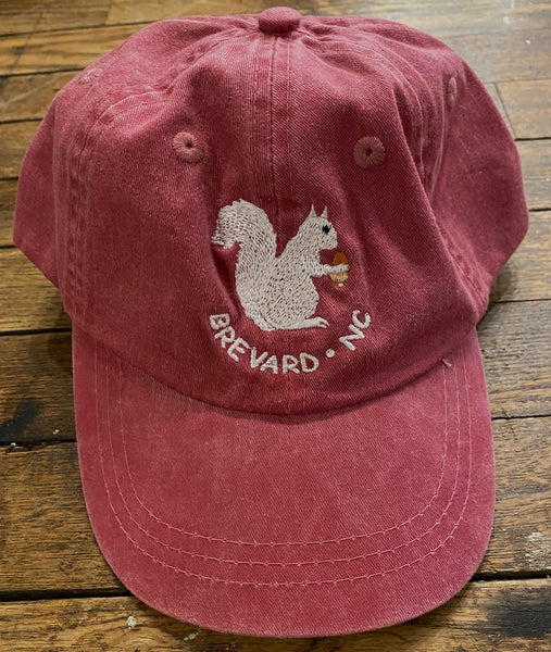 Baseball Cap/Hat - Youth - Embroidered White Squirrel with Brevard, NC