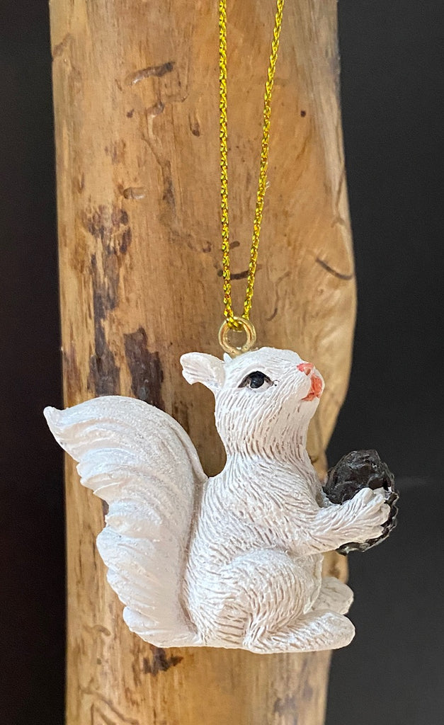 White Squirrel Miniature Ornament - 1-1/2" high x 1-1/2" wide
