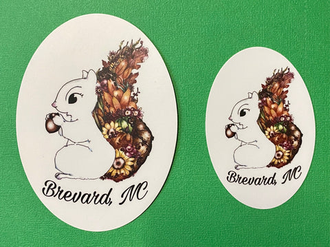 Decal/Sticker - White Squirrel with Fall Flower Tail