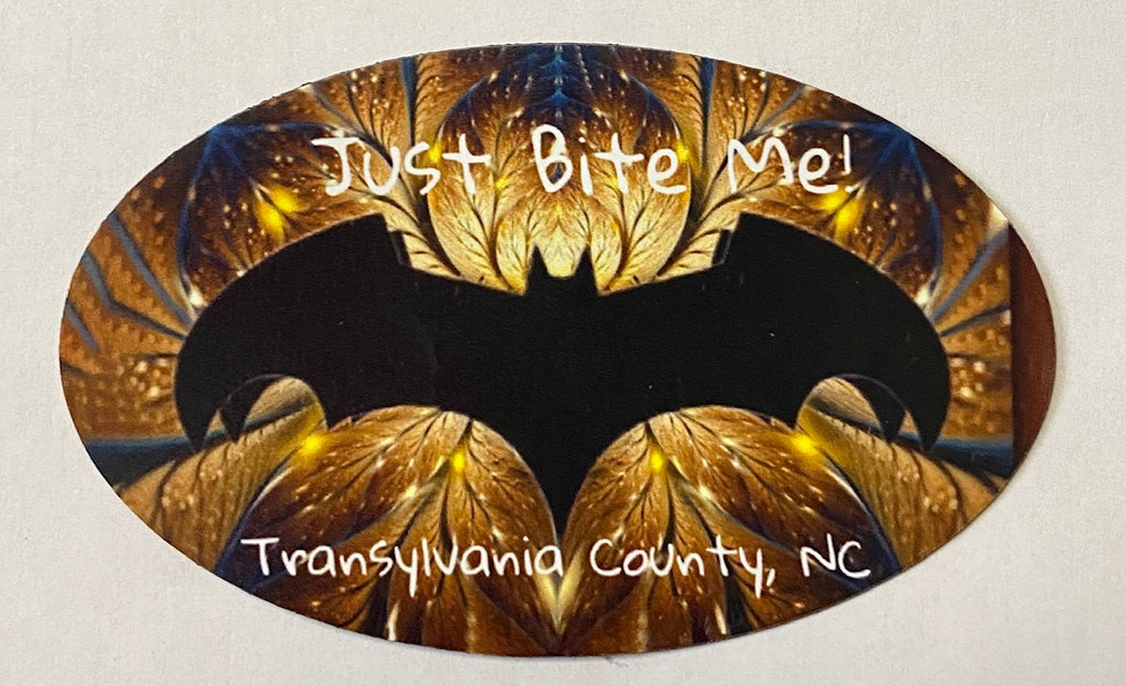 Decal/Sticker - Vinyl - "Just Bite Me.....Transylvania County, NC" -  Transylvania Bat