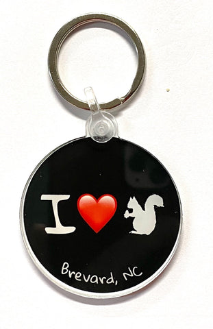 Key Chain/Clip - 2" Acrylic Circle Key Clip with "I Love White Squirrels"